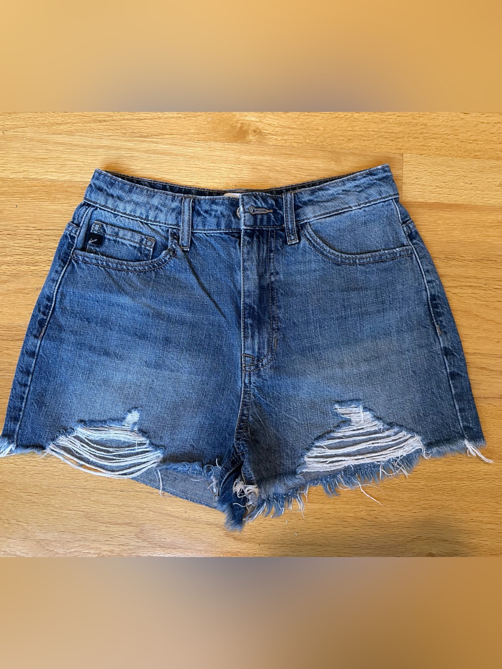 KanCan Distressed Cutoff Jean Shorts - Blue